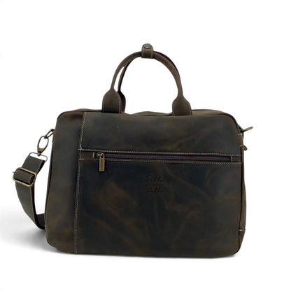 Borsa 3-in-1 Amatì Ares Mini in vera pelle ingrassata marrone, trasformabile in cartella, zaino o tracolla.