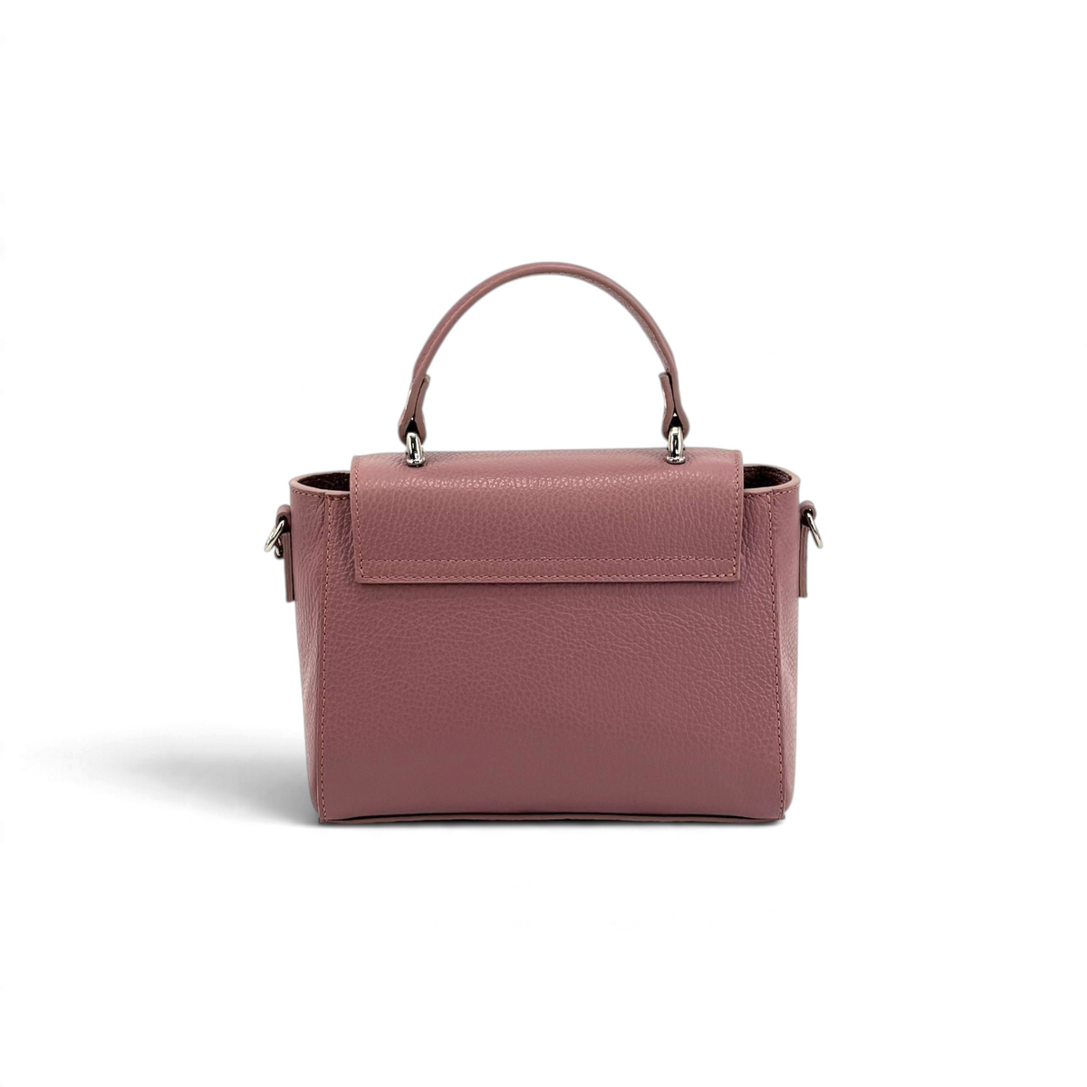 Borsa a mano Amatì Goccia in pelle dollaro rosa antico con manico superiore e tracolla removibile