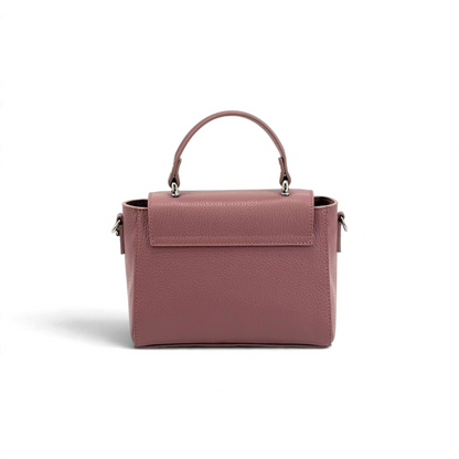 Borsa a mano Amatì Goccia in pelle dollaro rosa antico con manico superiore e tracolla removibile
