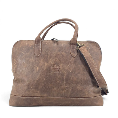 Borsa messenger Amatì Maat in pelle ingrassata marrone con tracolla regolabile e dettagli artigianali Made in Italy