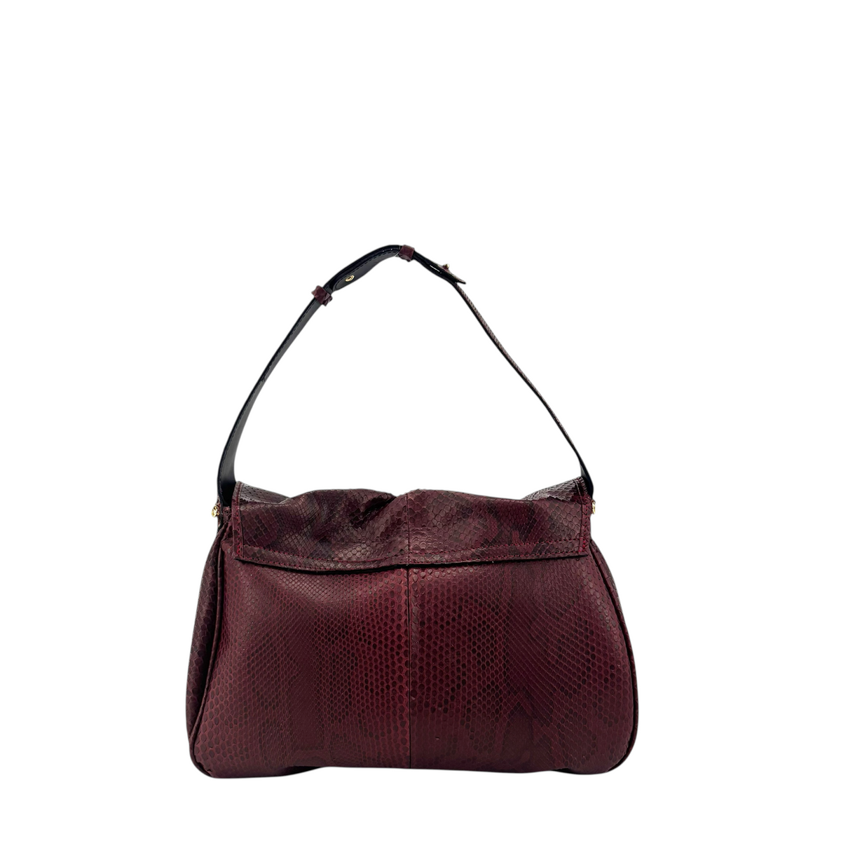 Borsa Amatì Onice in vero pitone bordeaux con tracolla e dettagli artigianali Made in Italy
