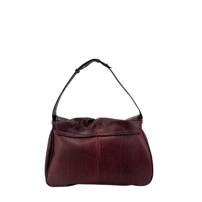 Borsa Amatì Onice in vero pitone bordeaux con tracolla e dettagli artigianali Made in Italy