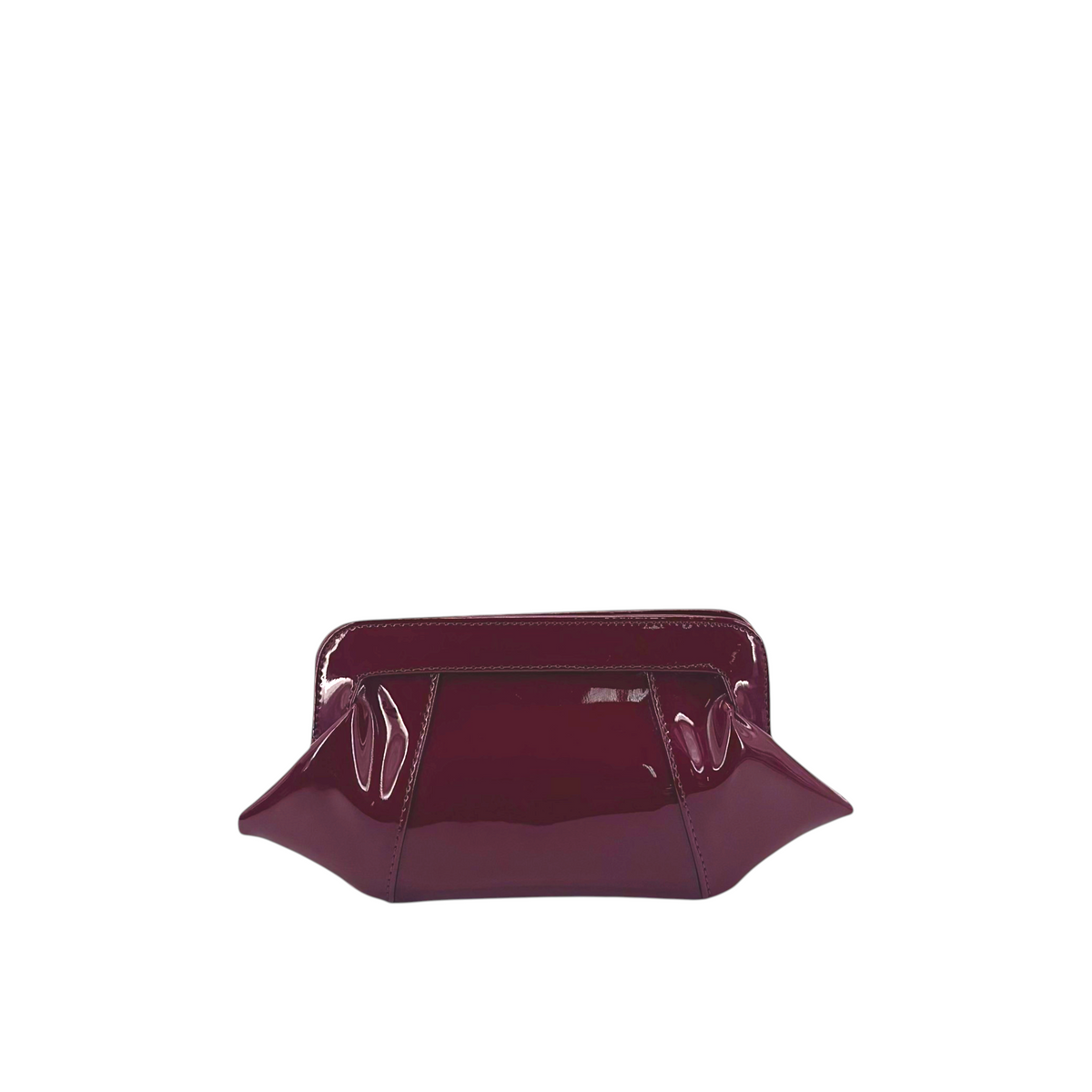 Pochette da sera Amatì Queen in eco vernice lucida color bordeaux con chiusura a scatto dal design elegante