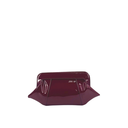 Pochette da sera Amatì Queen in eco vernice lucida color bordeaux con chiusura a scatto dal design elegante